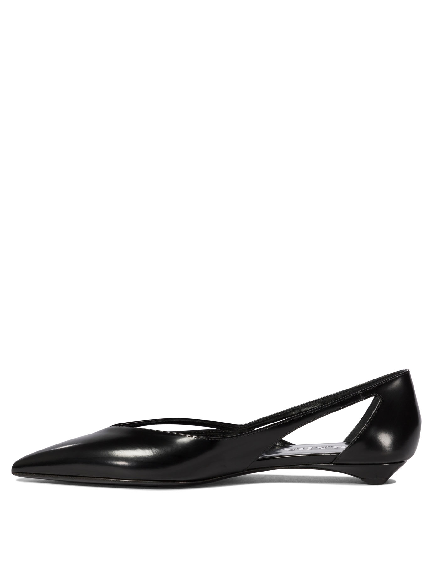 PRADA Black   Brushed leather cut-out ballerinas